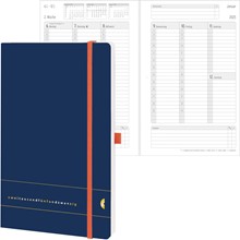 Chronoplan Buchkalender, Origins Edition, 2025, A5, Deep Ocean Blue, Softcover, goldgeprägt
