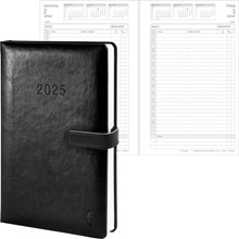 Chronoplan Chronobook Buchkalender, Business edition, 2025, A5, schwarz, Hardcover, Lederimitat