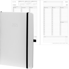 Chronoplan Chronobook Buchkalender, White Edition, 2025, A5, weiß, Softcover, Leinenprägung