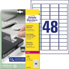 Avery Zweckform Sicherheitsetiketten 45,7x21,2 mm, 20 Bögen, Polyester, weiß