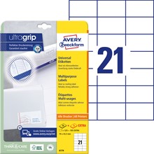 Avery Zweckform Universal-Etiketten, 70 x 42,3 mm, weiß, 25+5 Bögen, mit ultragrip