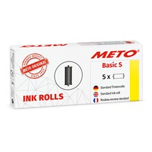 METO Tintenrollen für Preisauszeichner Basic S, Arrow S (1-zeilig, 8-stellig für 22x12 mm Etiketten) 5 Stück, schwarz