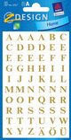 ZD-3727 - Z-Design Buchstabenetiketten, transparente Folie, gold, Schrift Times Bold 30pt