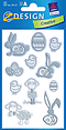 ZD-39127 - Z-Design Ostern Papier Sticker, silber Schnörkel