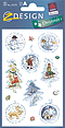 ZD-52270 - Z-Design Weichnachten Papier Sticker, Kugel Baum, beglimmert