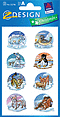 ZD-52746 - Z-Design Papier Sticker Schneetiere, beglimmert