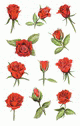 ZD-54309 - Z-Design Blumen-Sticker mit Glimmerstaub rote Rosen