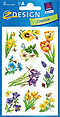 ZD-54371 - Z-Design Blumen-Sticker Folie, Blumen + Insekten, transparent