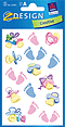 ZD-55901 - Z-Design Papier Sticker, Baby Fußabdruck, beglimmert