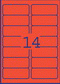 L7263R-25 - Avery Zweckform Neonetiketten 99,1x38,1 mm, 25 Bögen, neonrot