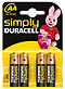 DUR002241 - Duracell Simply Alkaline Batterien, AA, 4er Pack