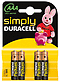 DUR002432 - Duracell Simply Alkaline Batterien, AAA, 4er Pack