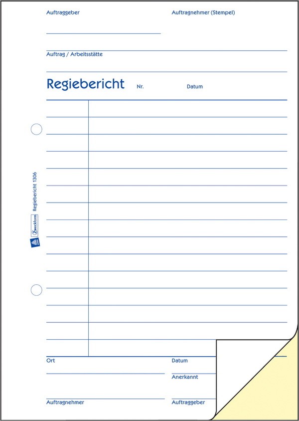 Avery Zweckform 1306 - Regiebericht A5 mit farbigem Durchschlag