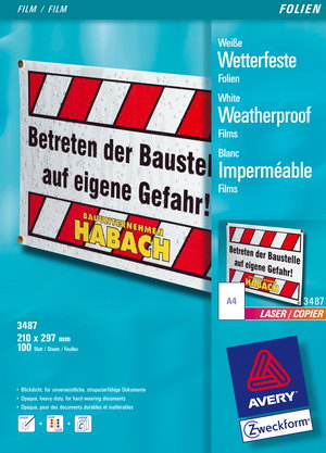 Weiße, wetterfeste Folien