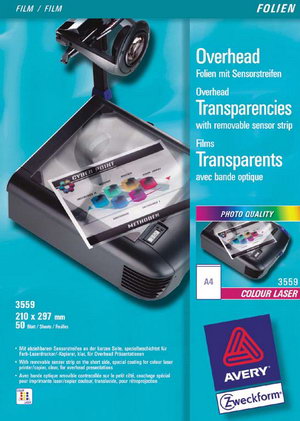 Overhead-Folien für Farb-Laserdrucker und Farb-Kopierer