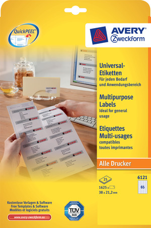 Universal-Etiketten, weiß, Kleinpackung 25 Bögen