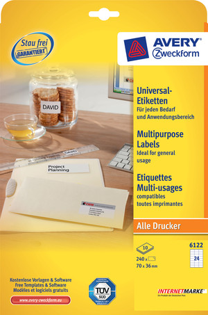 Universal-Etiketten, weiß, Kleinpackung 10 Bögen