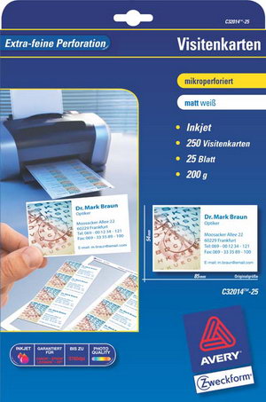 Visitenkarten, mikroperforiert, für Inkjet-Drucker