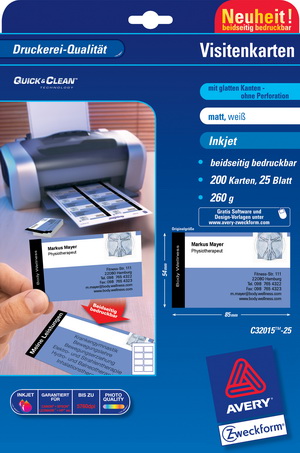 Visitenkarten mit glatten Kanten, für Inkjet
