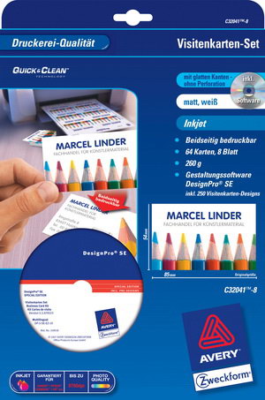 Visitenkarten Set für den PC, speziell für Inkjetdrucker