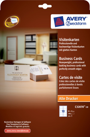 C32070-10 - Visitenkarten 85x54mm 10 Blatt weiß