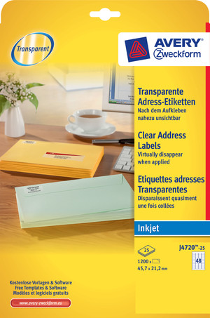 Transparente Etiketten, Inkjet