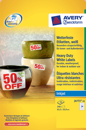 Wetterfeste Folien-Etiketten, Inkjet, weiß