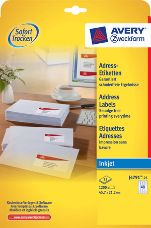 Adress-Etiketten, speziell für Inkjetdrucker