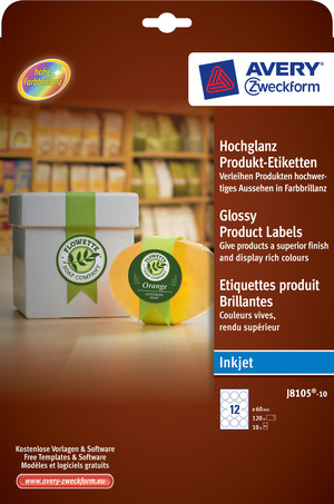 J8105-10 - Hochglanz Inkjet Produkt-Etiketten 60mm rund