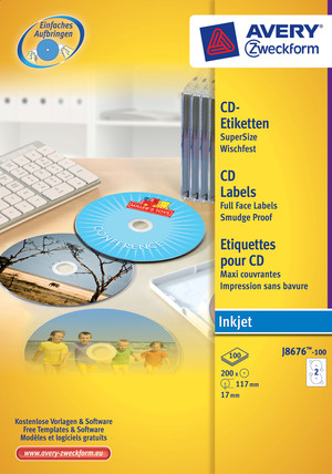 J8676-100 - CD-Etiketten SuperSize, spezialbeschichtet
