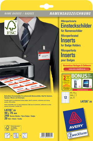 Einsteckschilder für Namensschilder-Taschen