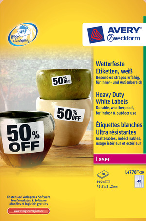 Wetterfeste Folien-Etiketten, Laser, weiß