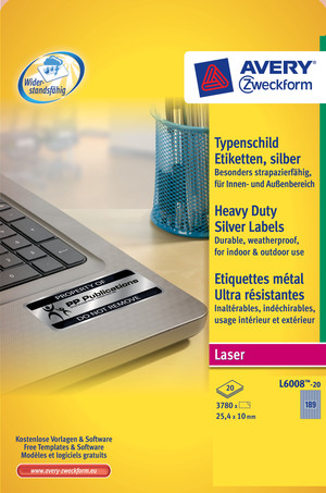 Typenschild-Etiketten, silber