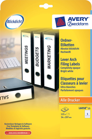 Ordnerrücken-Etiketten für schmale Ordner, lang