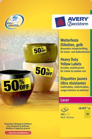 Wetterfeste Folien-Etiketten, Laser, gelb