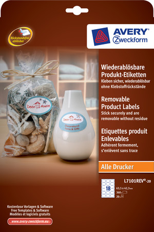 L7101REV-20 - Wiederablösbare Produkt-Etiketten 63,5x42,3mm oval