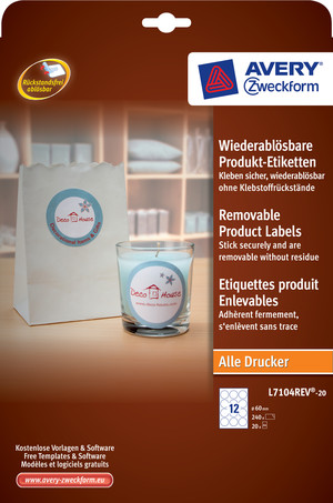 L7104REV-20 - Wiederablösbare Produkt-Etiketten 60mm rund