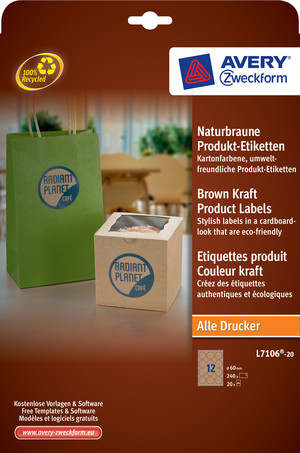 L7106-20 - Naturbraune Produkt-Etiketten 60mm rund