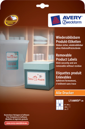 L7108REV-20 - Wiederablösbare Produkt-Etiketten 62x89mm
