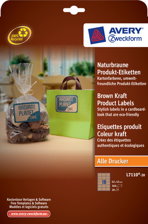 L7110-20 - Naturbraune Produkt-Etiketten 62x42mm