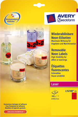 Neon-Etiketten, wiederablösbar