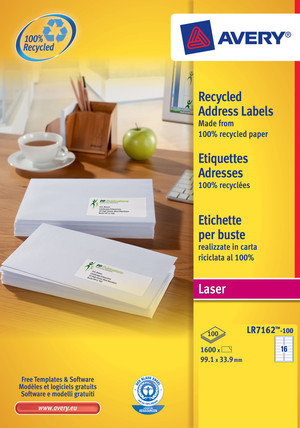 LR7162-100 - Avery Zweckform Recycling Etiketten 99,1x33,9 mm, 100 Bögen