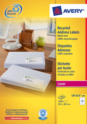 LR7163-100 - Avery Zweckform Recycling Etiketten 99,1x38,1 mm, 100 Bögen