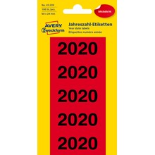 Avery Zweckform Jahreszahlen 2020, 60 x 24 mm, rot