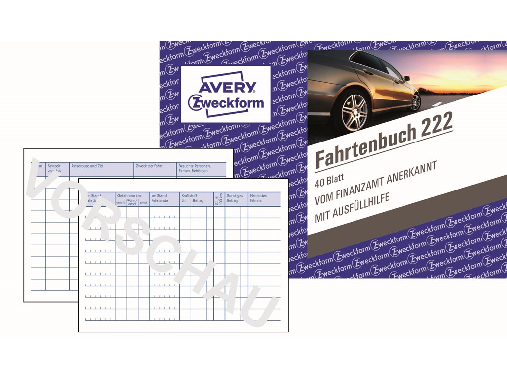 Fahrtenbuch 40 Blatt Zweckform 222 A6 quer PKW Finanzamt anerkannt Neu 