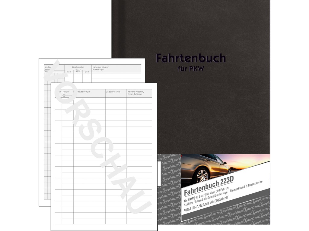 Avery Zweckform 223 Fahrtenbuch für PKW (A5, 40 Blatt) weiß 5 Stück