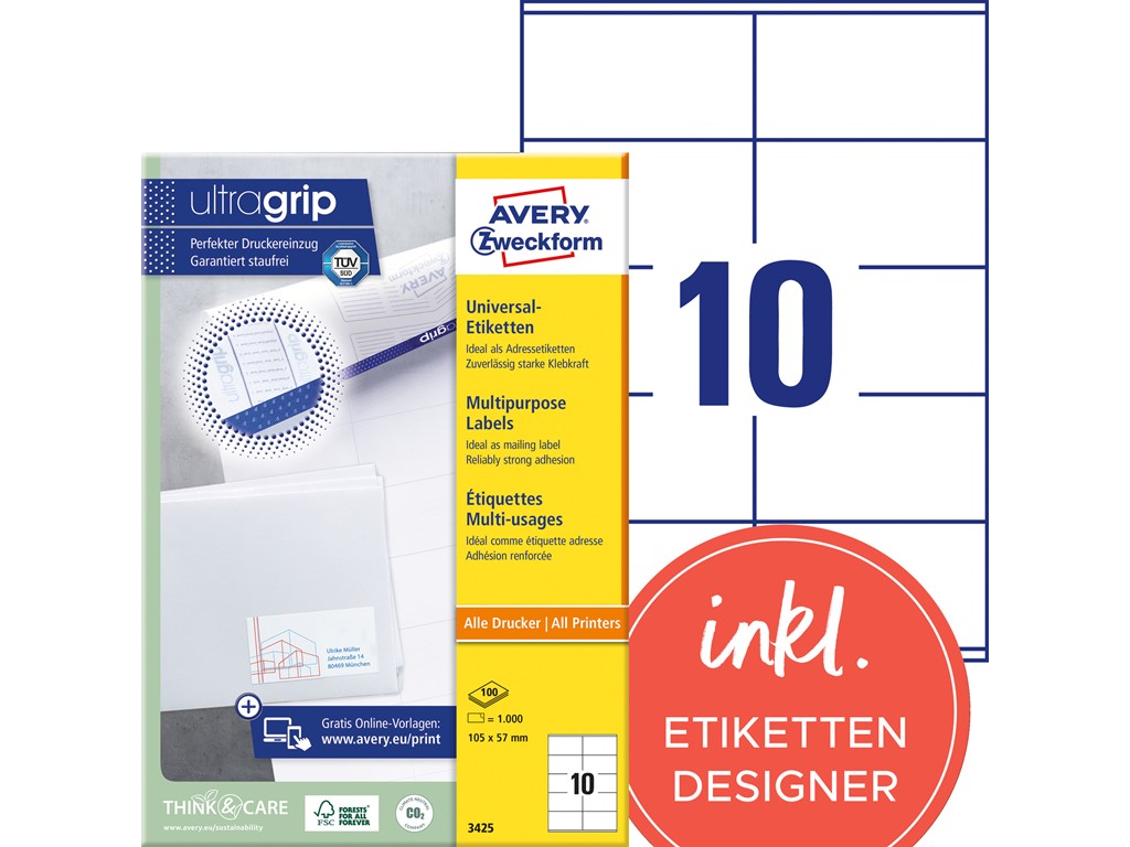 AVERY ZWECKFORM Etiquetas Para Carpetas, 59 X 192 Mm, 210 Unidades, image size:1024x768