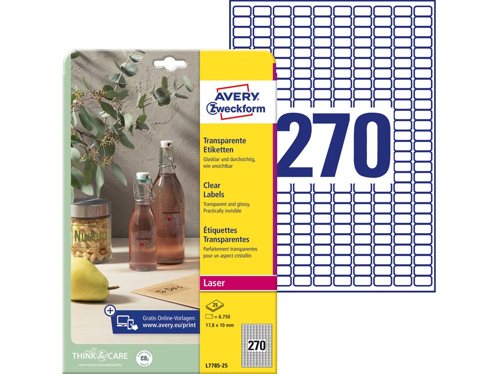 Etichette Adesive Avery Zweckform L7551-25 - 1625 Etichette Trasparenti 38x21,2mm, Per Laser E Fotocopiatrici - Foto 3