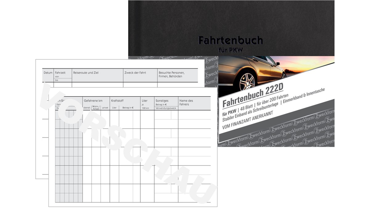 AVERY Zweckform Fahrtenbuch, A6 quer, 1-fach, 40 Blatt, 222 AVERY Zweckform Fahrtenbuch, A6 quer, 1-fach, 40 Blatt, 222