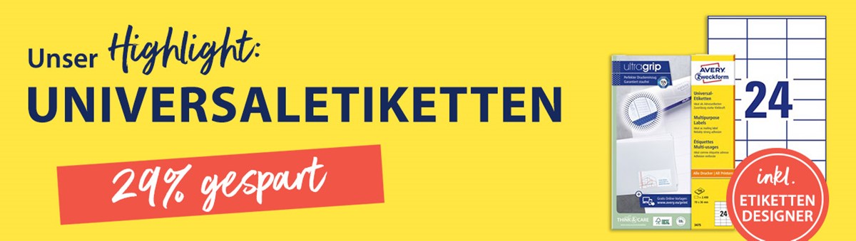 Avery Zweckform Universaletiketten 100 und 220 Blatt - Aktionspreise